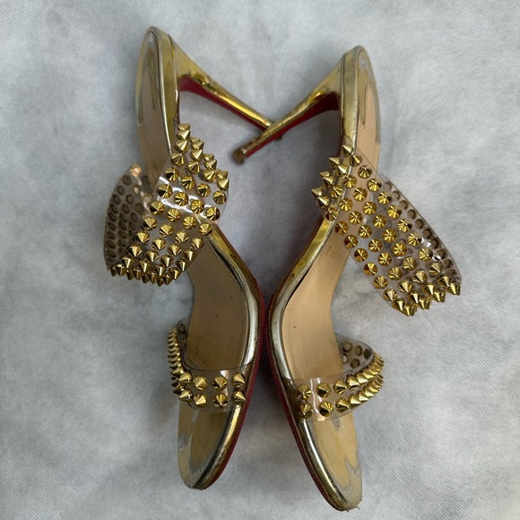 Christian Louboutin PVC Gold Spiked Heels Pumps (Authentic, Rare) 39 - Picture 13 of 15